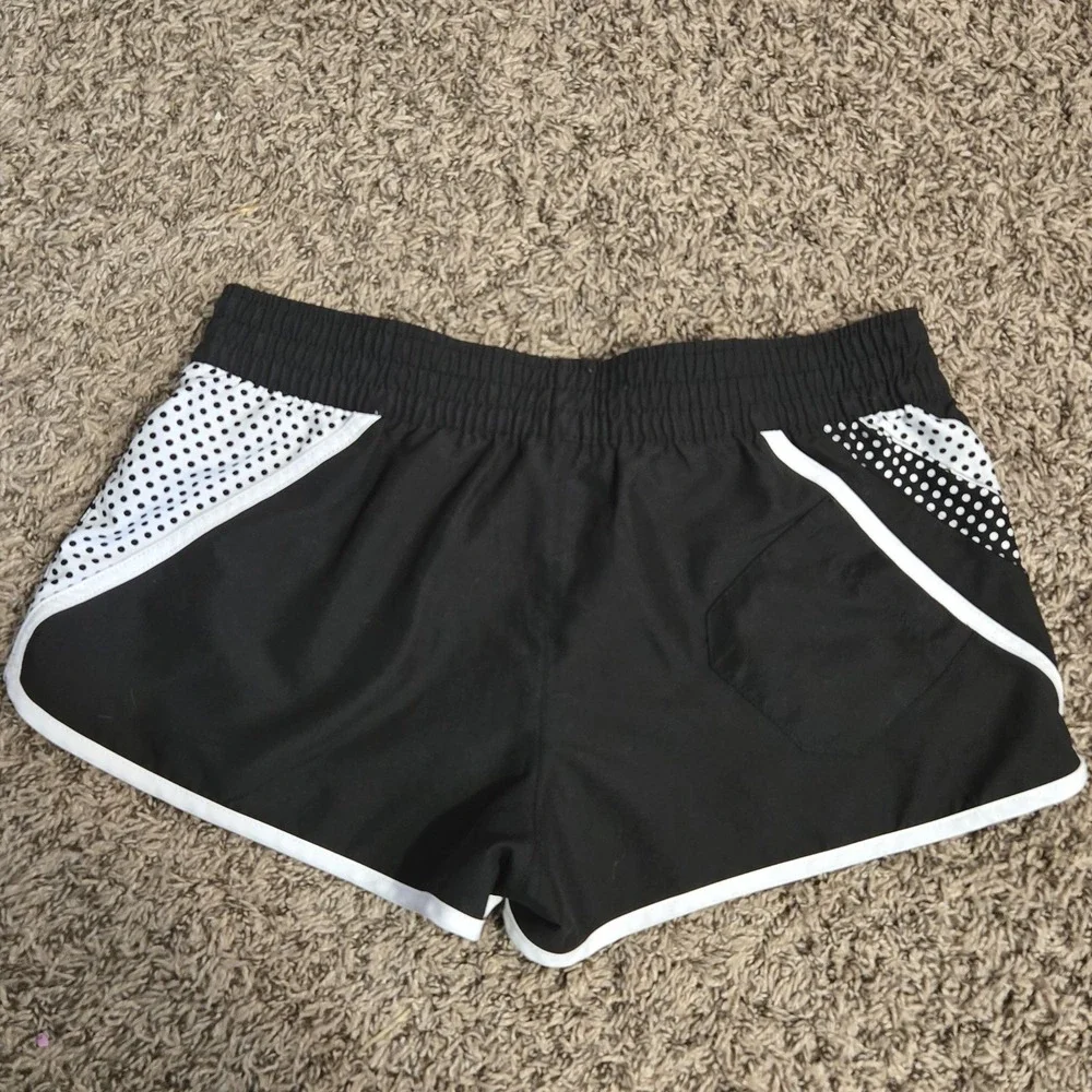 OP Ocean Pacific Girls Board Shorts Black White Polka Dot Swim Size M 7-9